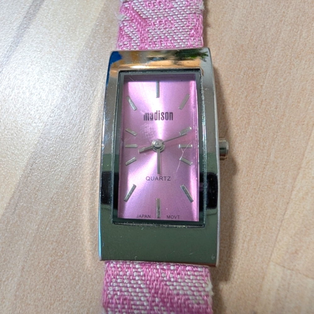 Madison Women's Watch with Pink Dial and Strap, Runs, With Battery